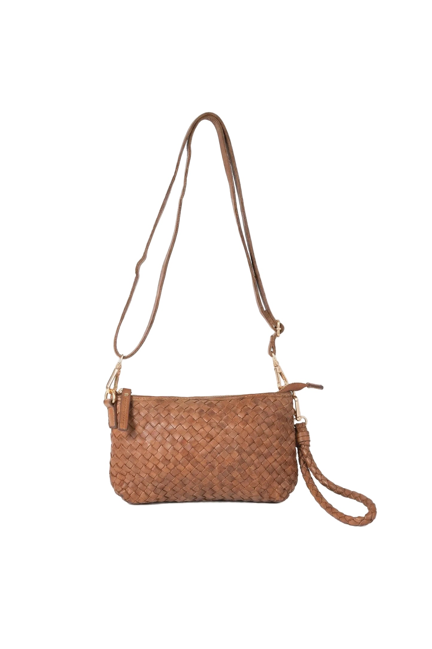 Fabrie Woven Crossbody Bag Camel