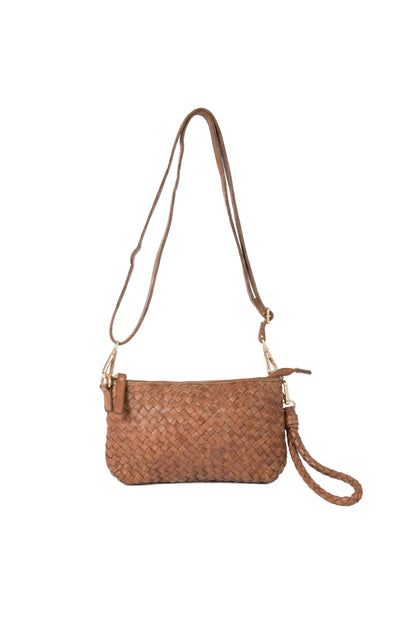 Fabrie Woven Crossbody Bag Camel