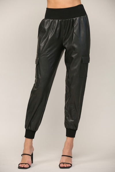 Faux Leather Cargo Jogger