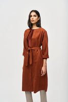 Faux Suede Belted Coat