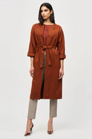 Faux Suede Belted Coat