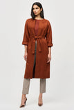 Faux Suede Belted Coat