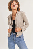 Taupe Faux Suede Draped Jacket