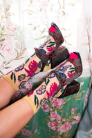 Festive Floral Sheer Crew Sock