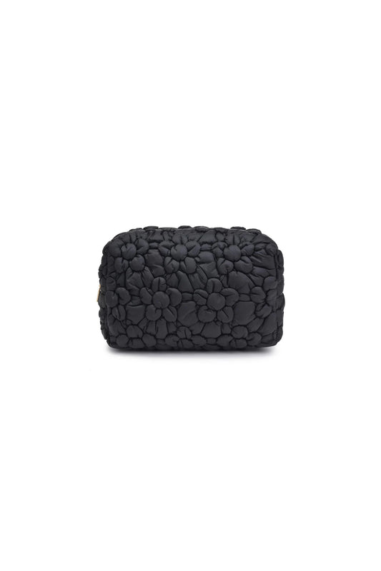 Flora Pop Nylon Cosmetic Pouch Black