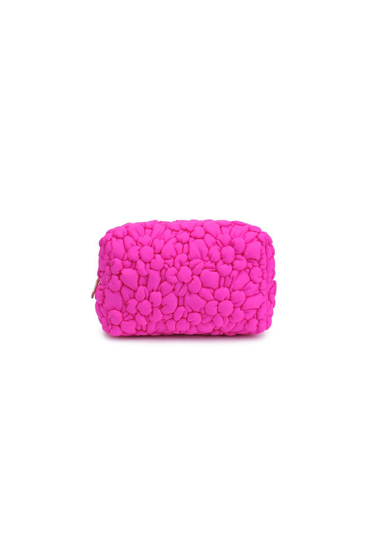 Flora Pop Nylon Cosmetic Pouch Fuchsia
