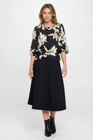 Floral 3/4 Sleeve Front Twist Top