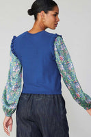 Floral Nouveau Contrast Sleeve Sweater