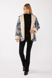 Floral Denim Sherpa Hooded Jacket