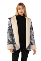 Floral Denim Sherpa Hooded Jacket