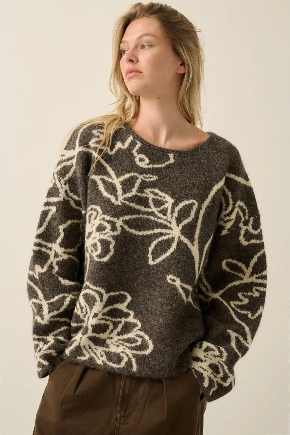Floral Drop Shoulder Sweater