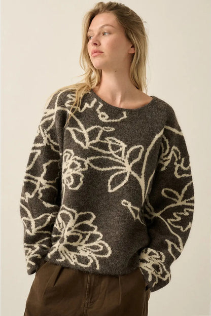 Floral Drop Shoulder Sweater