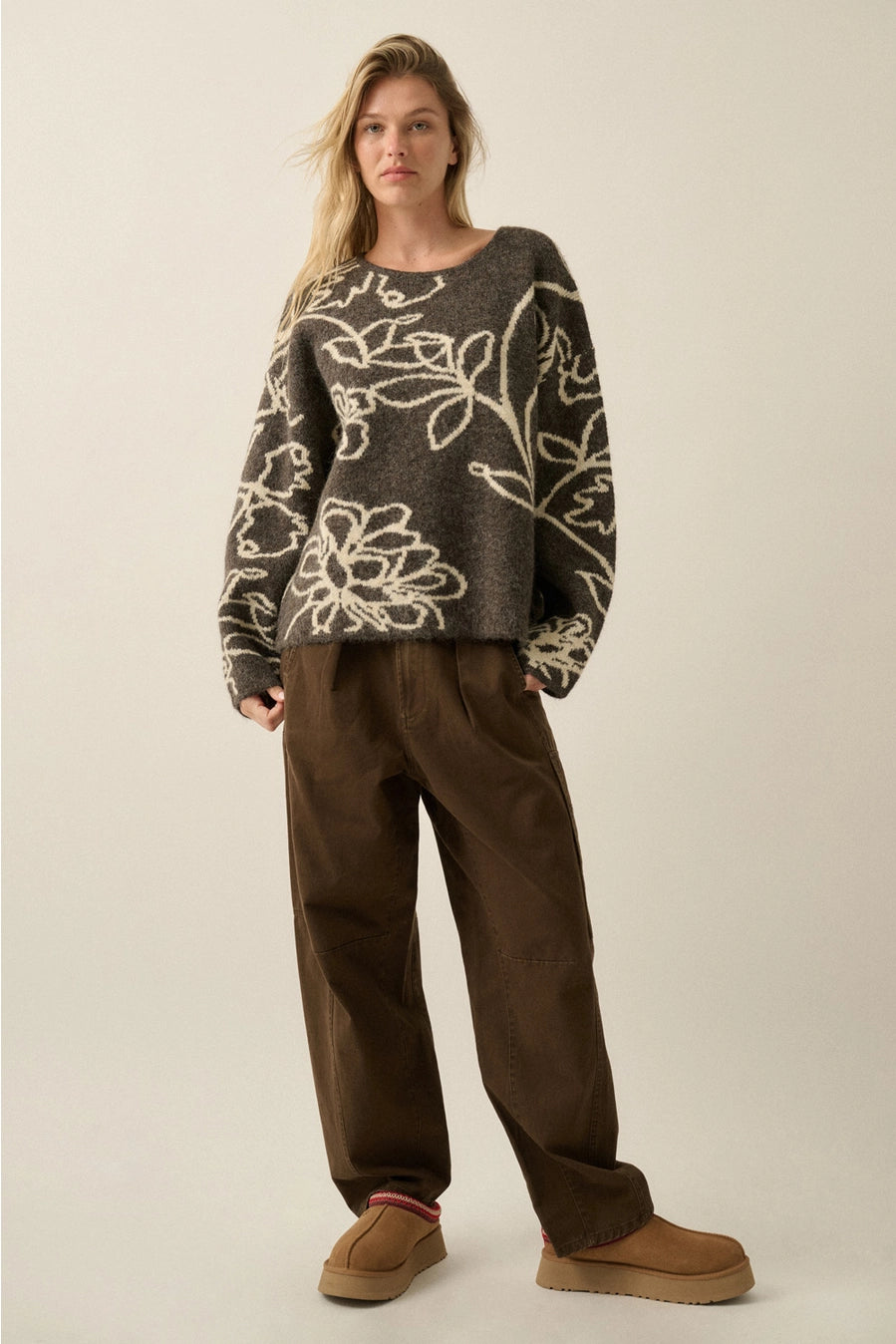 Floral Drop Shoulder Sweater
