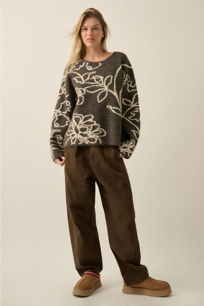 Floral Drop Shoulder Sweater