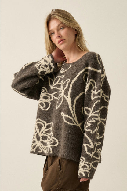 Floral Drop Shoulder Sweater