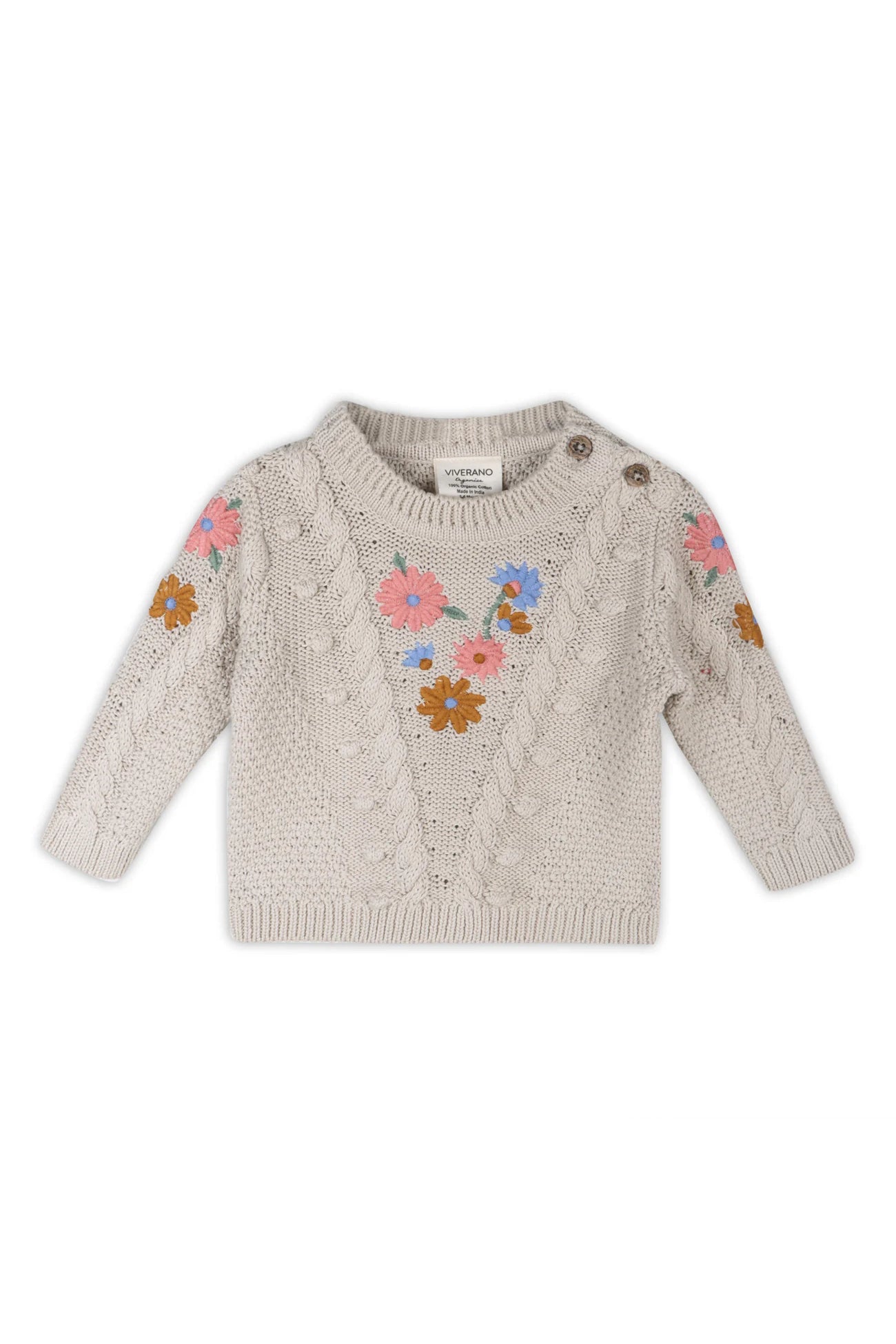 Floral Embroidered Baby Sweater