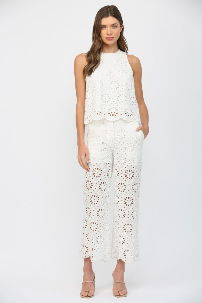 Floral Eyelet Sleeveless Top