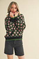 Floral Half Zip Sweater