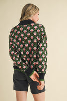 Floral Half Zip Sweater