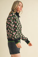 Floral Half Zip Sweater
