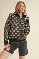 Floral Half Zip Sweater