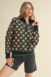 Floral Half Zip Sweater