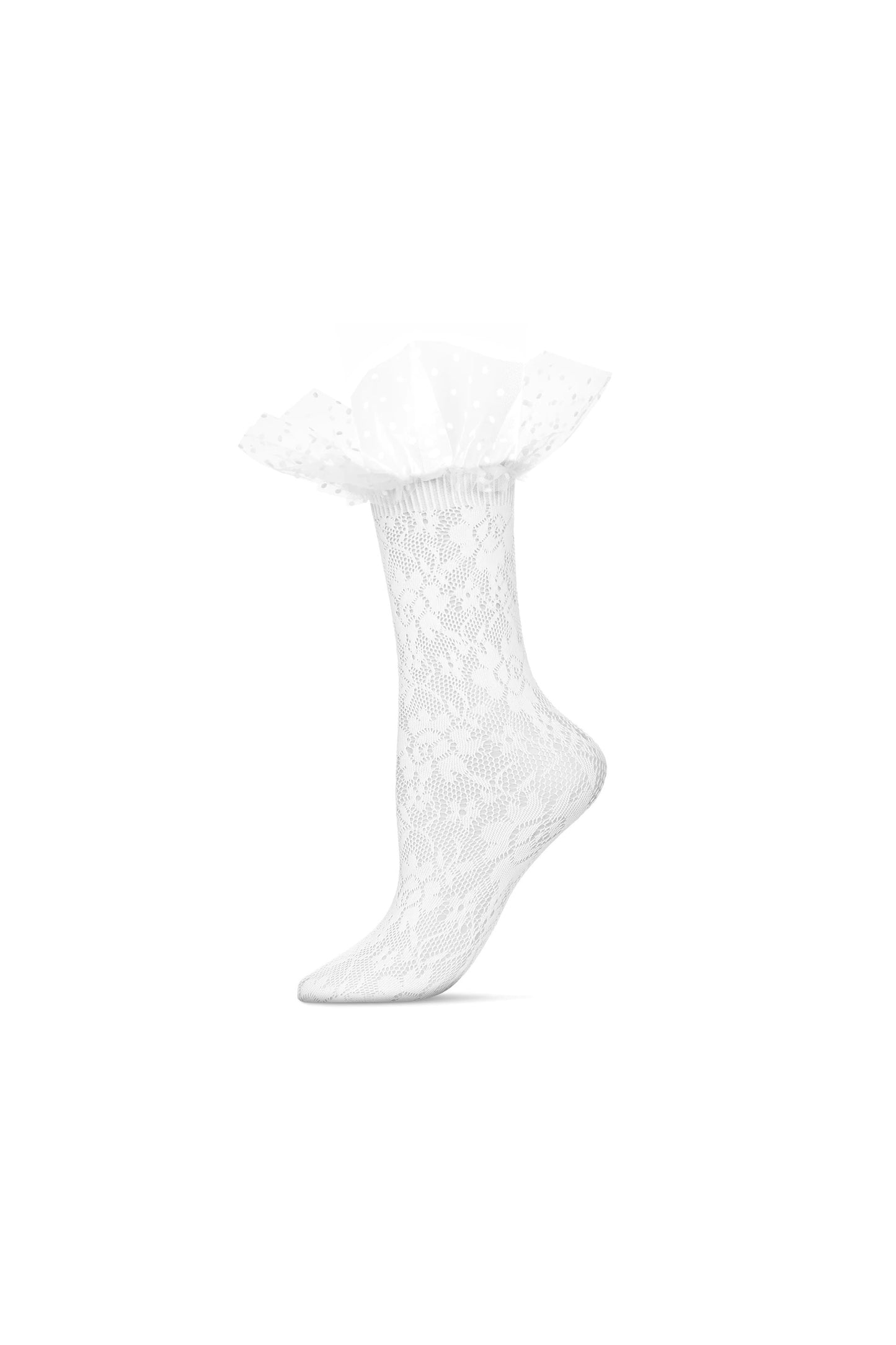 Floral Lace Ruffle Polka Dot Socks