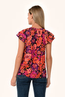 Floral Layered Flutter Sleeve Top