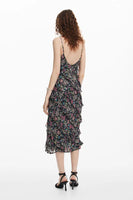 Floral Lurex Ruffled Midi Dress