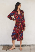 Floral Midi Shirt Wrap Dress