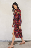 Floral Midi Shirt Wrap Dress