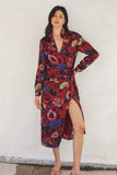 Floral Midi Shirt Wrap Dress