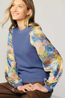 Floral Print Contrast Sleeve Sweater