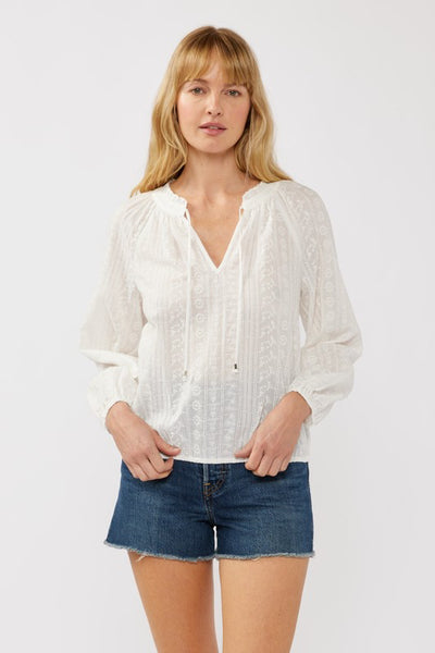 Floral Stripe Embroidered Blouse