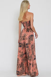 Floral Tie Front Strapless Jumpsuit