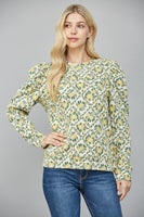 Floral Trellis Puff Sleeve Top