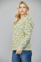 Floral Trellis Puff Sleeve Top