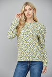 Floral Trellis Puff Sleeve Top