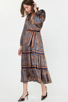 Floral with Contrast Stripe Midi Dress