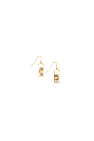 Frame Earring Blush/Topaz/Gold