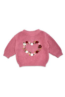 French Rose Heart Embroidered Baby Sweater
