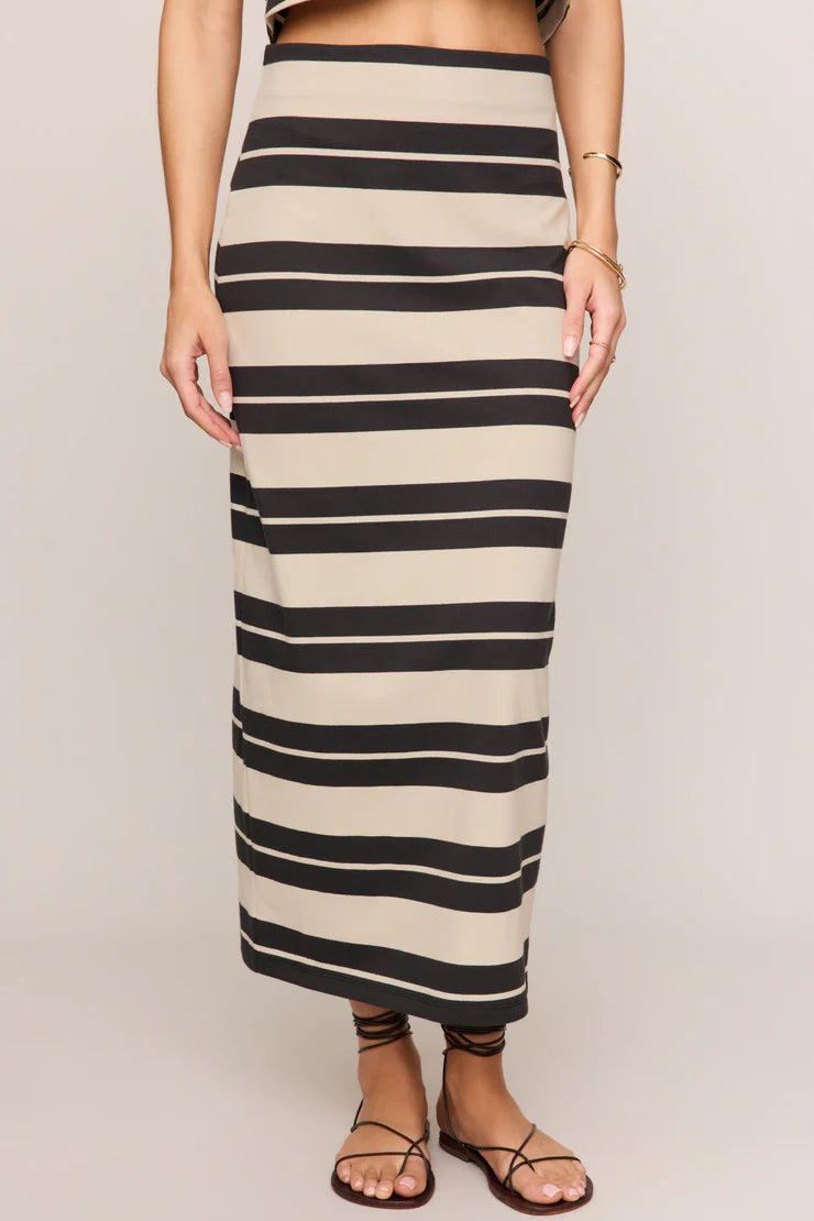 Gail Striped Jersey Midi Skirt