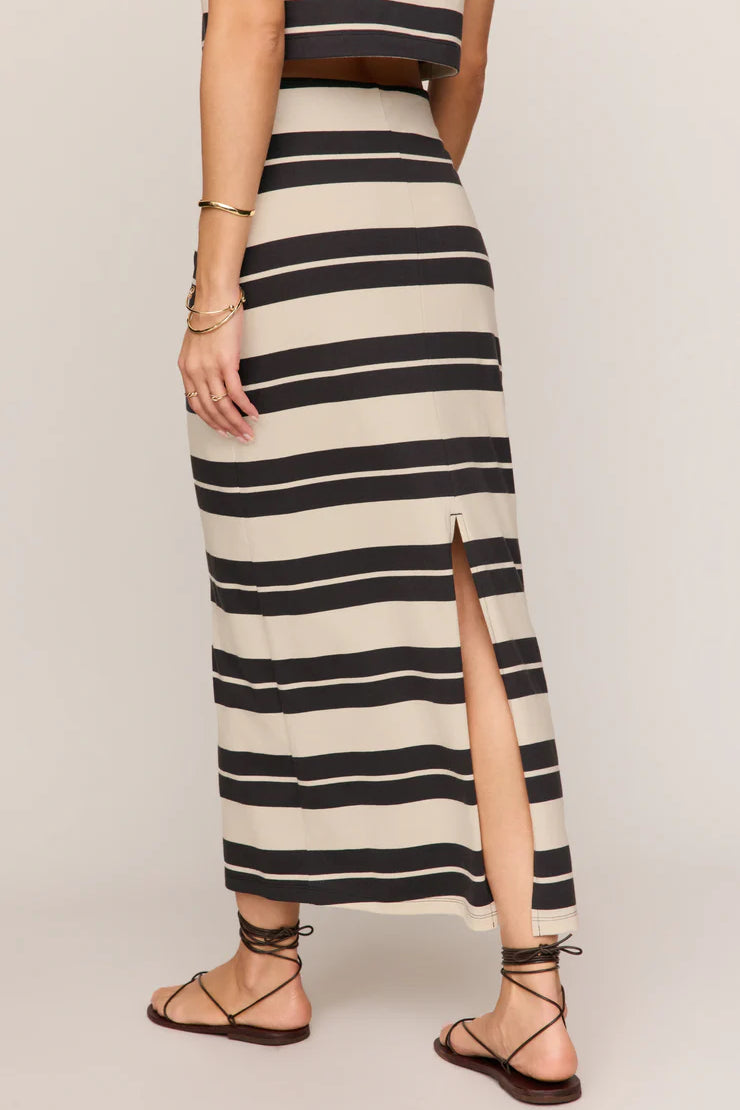 Gail Striped Jersey Midi Skirt