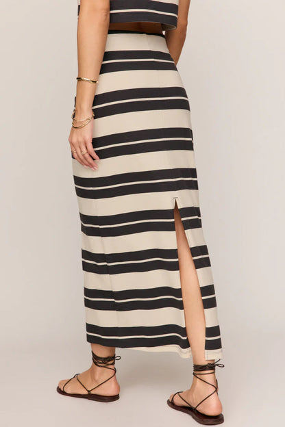 Gail Striped Jersey Midi Skirt