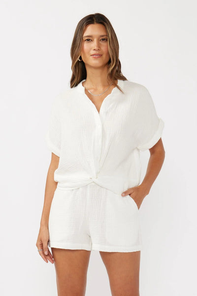Gauze Twist Front Top