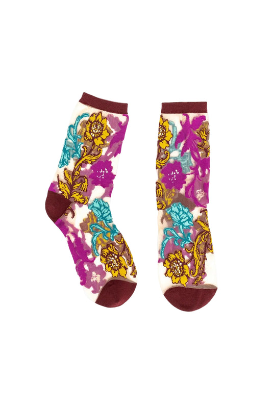 Gem Garden Sheer Crew Sock