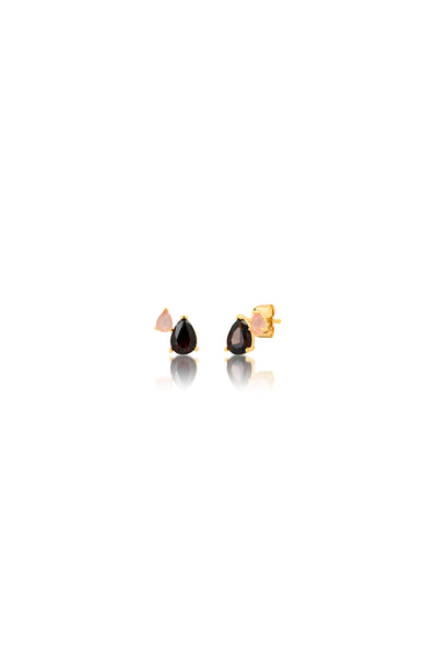Gemma Pear Cluster Studs Garnet