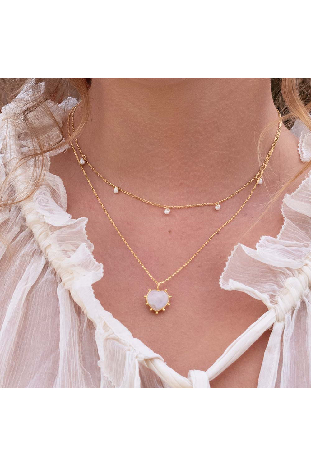 Gemstone Heart Necklace Moonstone