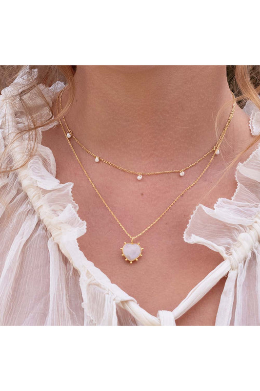 Gemstone Heart Necklace Moonstone