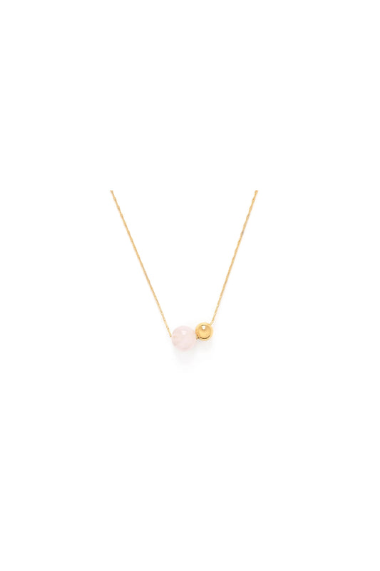 Gemstone Orbit Necklace Rose Quartz